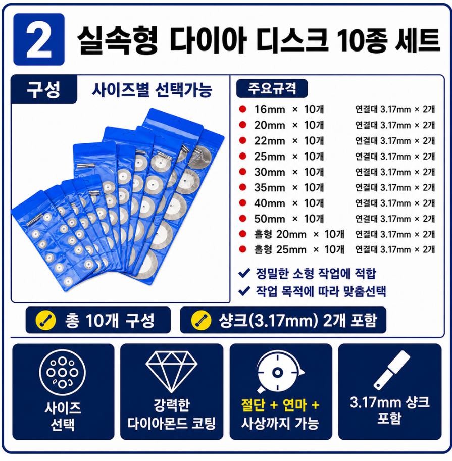 HSS 미니 원형톱날 6종 세트 3.17mm 샹크 포함 절단 디스크 커팅휠