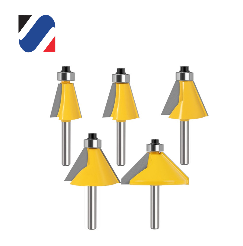 각베어링 6mm,8mm,12mm 5종 세트 챔퍼라우터비트 모따기 베벨테두리 TBM6-5A외