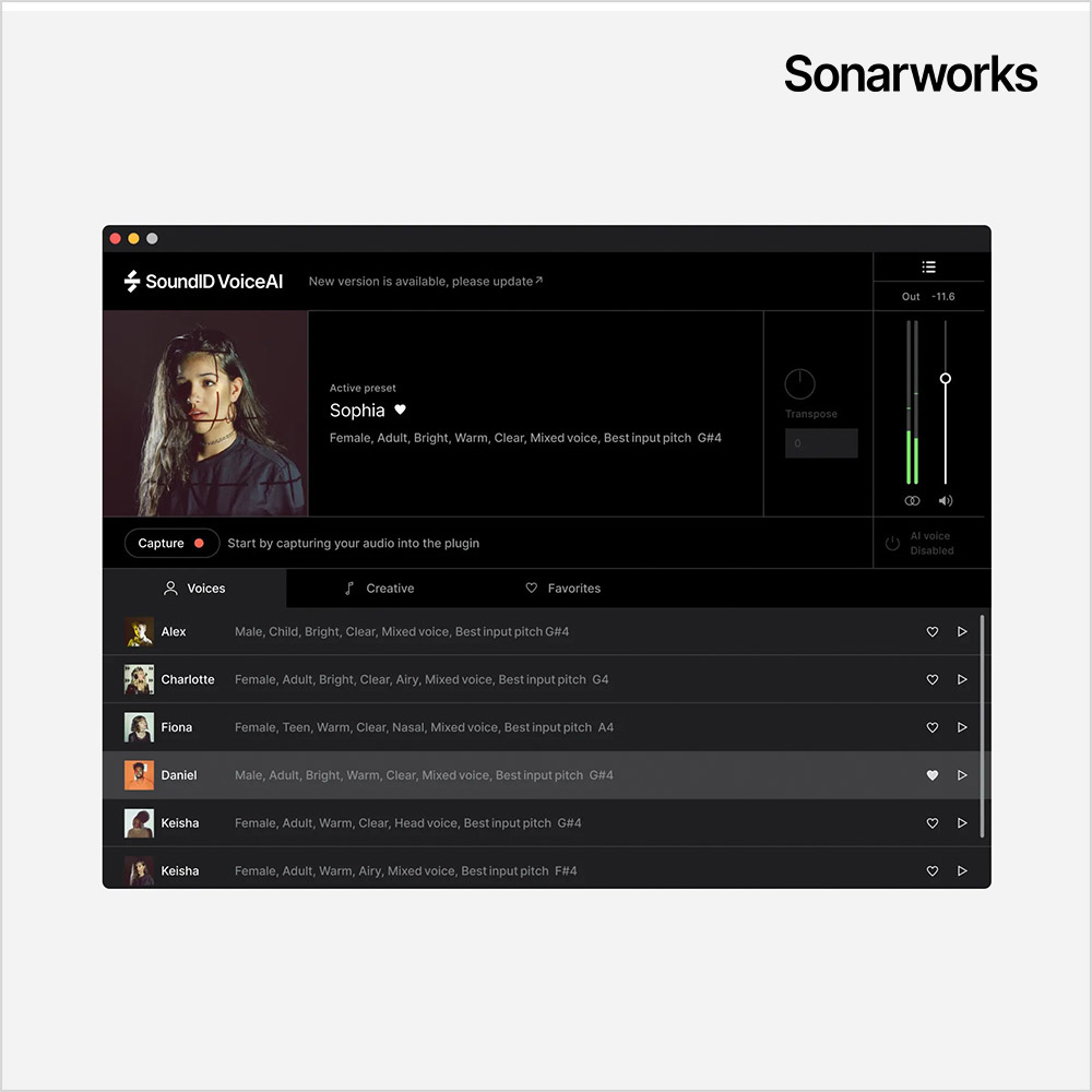 SONARWORKS SoundID VoiceAI 영구 라이센스 AI 목소리 변환 플러그인