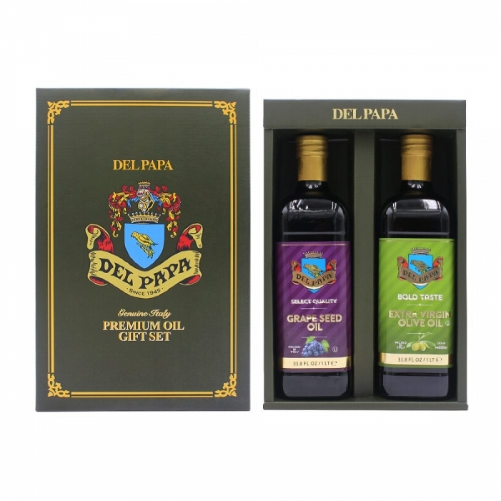 이태리 델파파 프리미엄 올리브유 선물세트 엑스트라버진 올리브오일 1L 포도씨유 1L