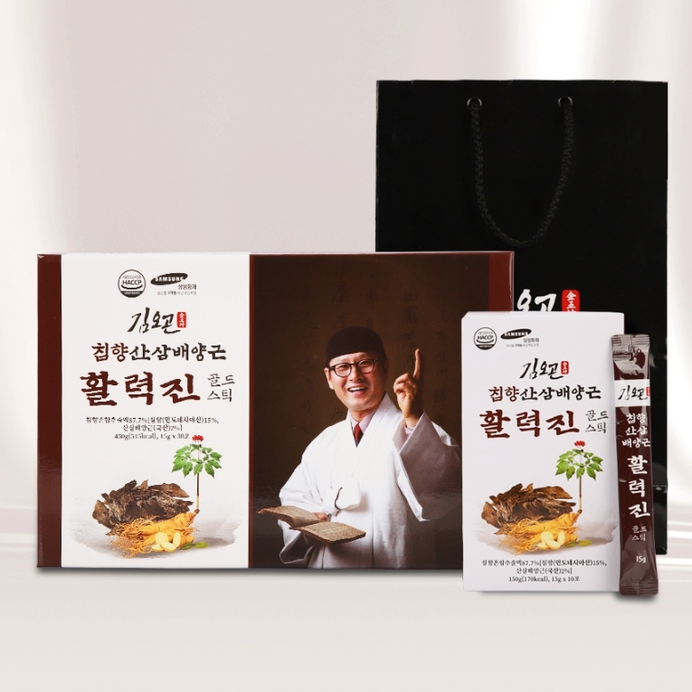 명절선물 김오곤 침향 산삼배양근 활력진 골드스틱 15g X 30포 홍삼액 건강즙