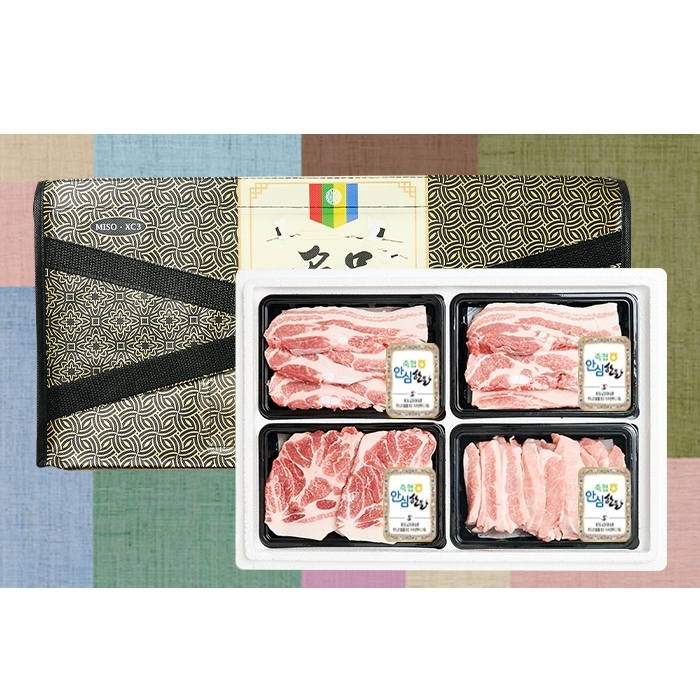 명절선물 축협안심 1등급 한돈 돼지고기 선물세트 으뜸2호 1.2kg 삼겹살 목살 항정살
