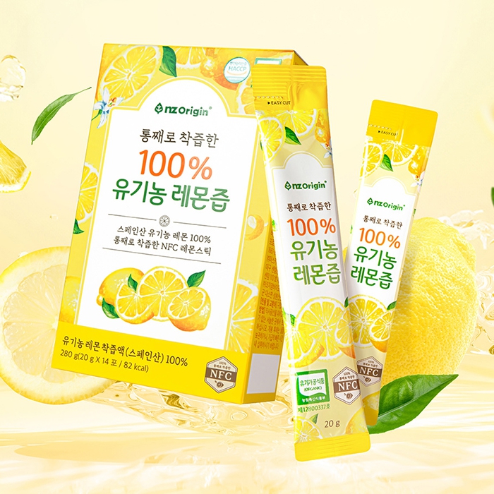 유기농 100 레몬즙 스틱 14포 x 12박스 (168포) 레몬수 레몬물 NFC 착즙
