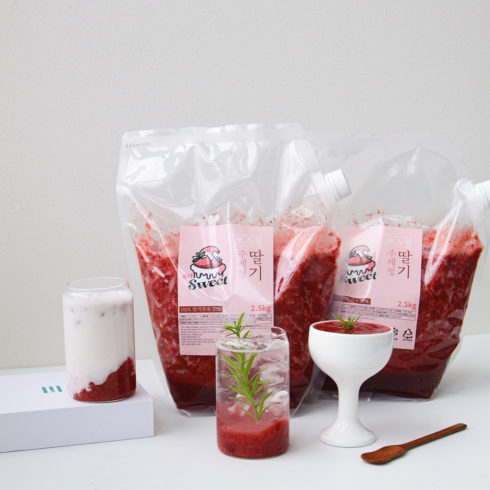 쏘스윗 딸기청 2.5kg 수제 과일청 수제청 딸기라떼 만들기