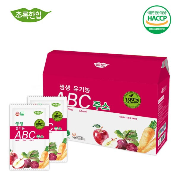 유기농샵 유기농 ABC주스 100ml 21포 사과 비트 당근 과채 주스