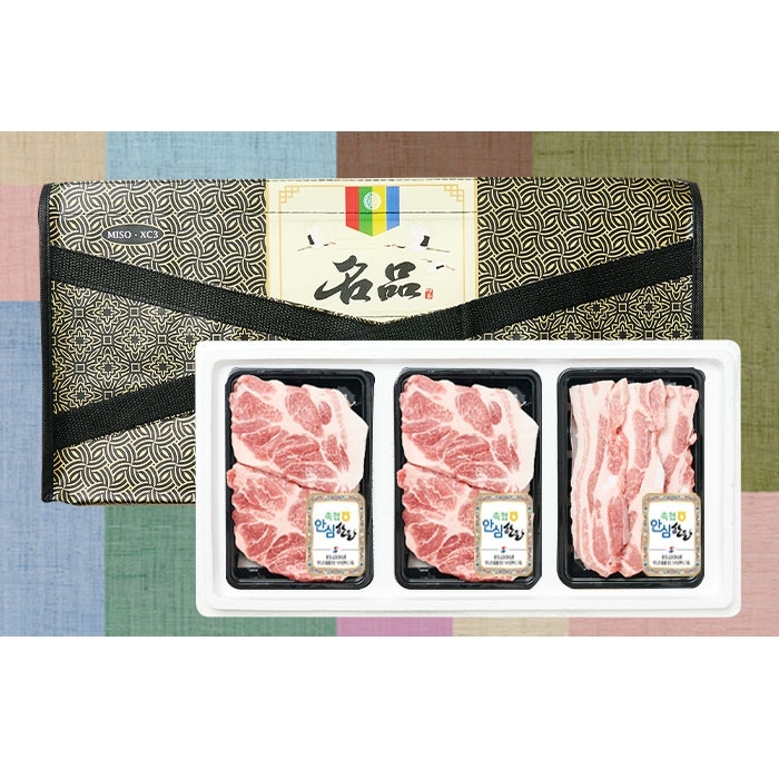명절선물 축협안심 한돈 돼지고기 1등급 선물세트 실속2호 1.2kg 삼겹살 목살
