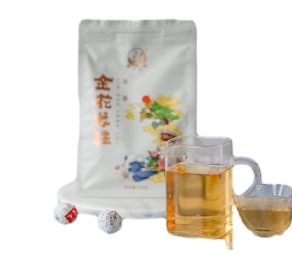 하관 타차 금화용주 백차 180g, 윈난 보이백차 소립차
